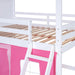 TwinOverTwin HousePlayhouse Bunk Bed PinkWhite Windows