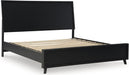 Signature Design by Ashley Danziar Modern King Panel Platform Bed with Angled Legs, Foundation or Box Spring Not Needed, Black