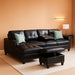 Transitional PU Faux Leather Sectional Sofa with Lift-Top Storage Ottoman, for Living Room in Black Finish