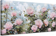 Flower Wall Art Canvas Art Wall Decor, Floral Painting Textured Picture Living Room Pink Rose Artwork Large Framed for Bedroom Kitchen Dining Room Home Office Decor 40"X20"