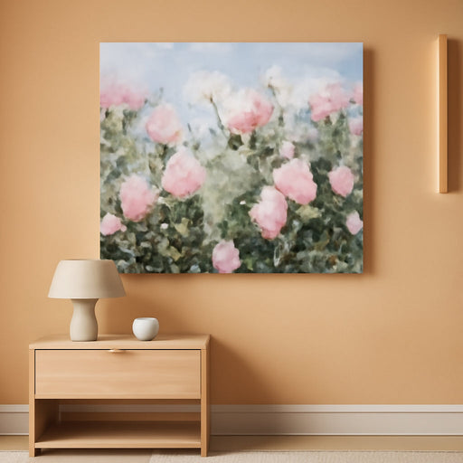 Flower Wall Art Canvas Art Wall Decor, Floral Painting Textured Picture Living Room Pink Rose Artwork Large Framed for Bedroom Kitchen Dining Room Home Office Decor 40"X20"
