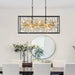 Black and Gold Chandelier, 8-Light Rectangle Crystal Chandeliers Rectangular Modern Farmhouse Pendant Light Fixture for Dining Room Kitchen Island Large, L38.5 Inch