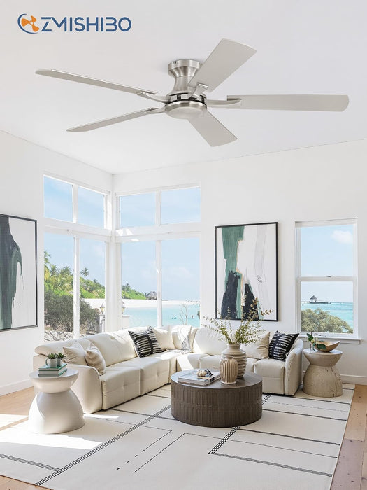52-Inch Brushed Nickel Flush Mount Ceiling Fan