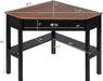 Corner Desk, Writing Corner Computer Table with Drawer for Small Space, Wood Makeup Vanity Desk, Small Corner Desk with Shelves, Office Study Workstation (Brown)