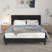 Queen Bed Frame, Chenille Button Tufted Design Upholstered Headboard, Black