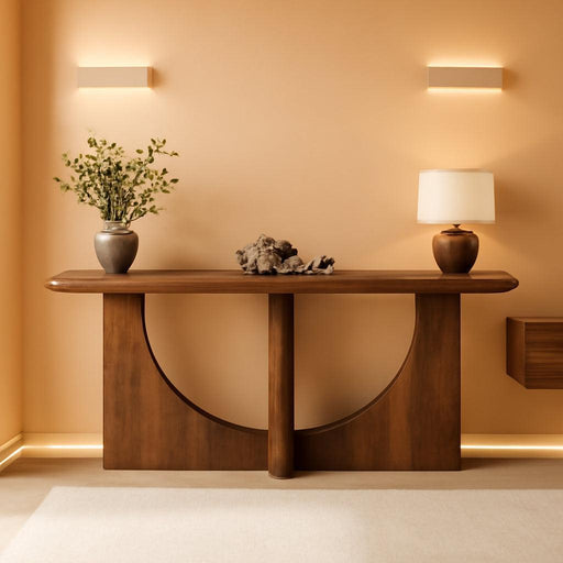 Console Table for Entryway, 71-Inch Farmhouse Entryway Table with Sturdy Geometric Frame, Extra Long Sofa Console behind the Couch for Living Room, Foyer, Entrance, Rustic Brown