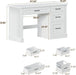 Farmhouse 47" Executive Desk with File Drawer, Computer Desk with 4 Drawers, Workstation for Study, Home Office, Writing, Cream White.