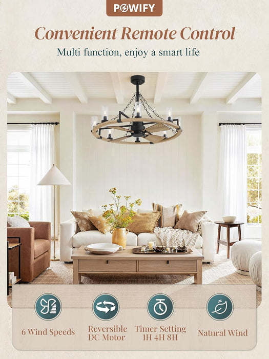 Powrify 36 Inch Industrial Farmhouse CeilingFan Light
