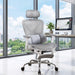 Big & Tall Ergonomic Mesh Office Chair 350Lbs, High Back Reclining Gaming Desk Chair with 3D Headrest, Adjustable Armrests, Lumbar Support & Retractable Footrest, Gray