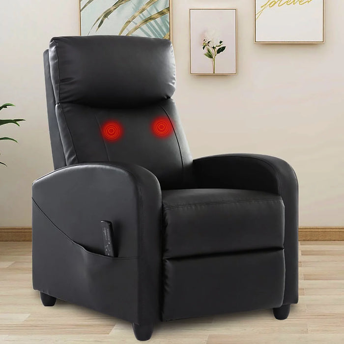 Recliner Chair Single Sofa PU Leather Padded Seat with Massage,Black