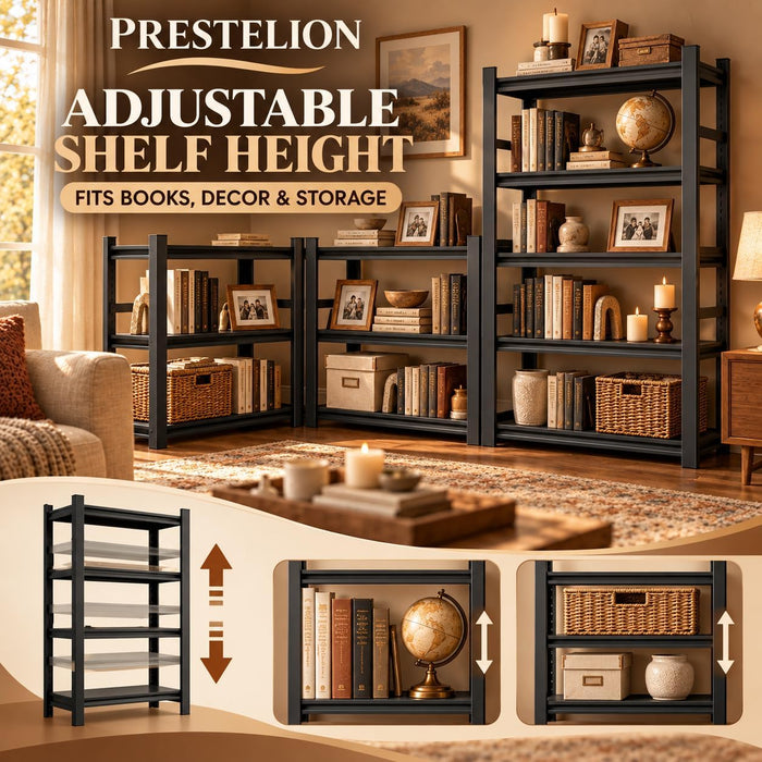 Metal Book Shelf Adjustable Heavy Duty Bookshelf with Tool-Free Assembly