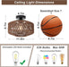 Boho Rattan Light Fixtures Ceiling Mount,Ceiling Light Fixtures with Dimmable LED Bulb,Hand Woven Rattan Chandelier Light Fixtures Ceiling for Bedroom Living Room Entryway(Dark Brown)