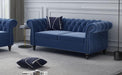 2 Piece Living Room Set, Velvet Chesterfield Sofa Loveseat Couch Chair with Scroll Arms and Nailhead for Living Room, Office (Blue)