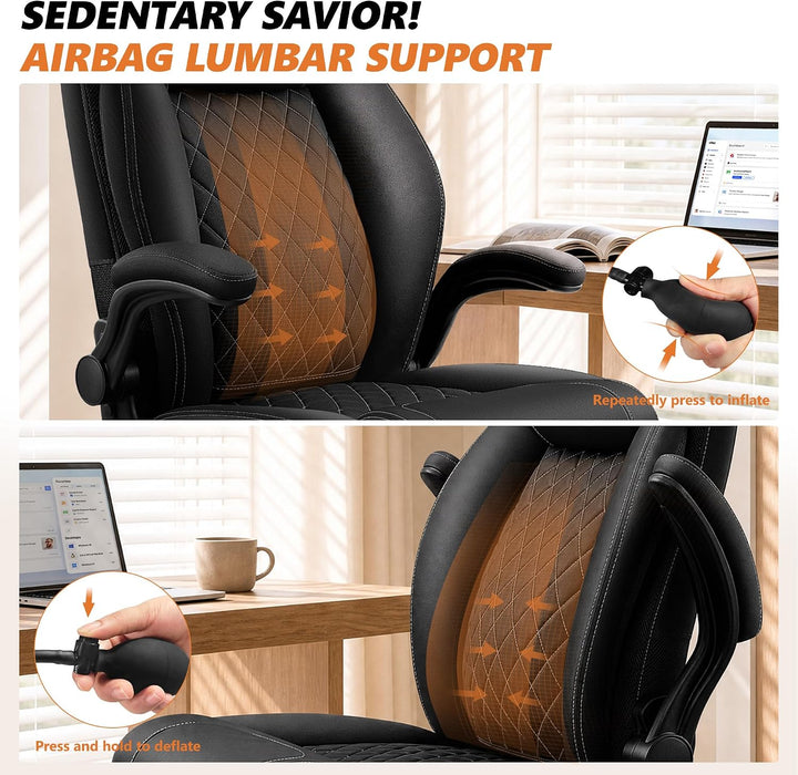 Ergonomic Office Chair, Executive Leather Desk Chair with Lumbar Support