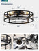 20" Caged Ceiling Fan with Light and Remote, Low Profile Flush Mount Fandelier, Black Bladeless Enclosed Small Fan Lights Ceiling Fixtures, Rustic Farmhouse Style for Bedroom, Outdoor