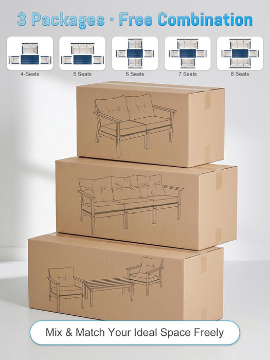 7 Seats HDPE Patio Conversation Sets, Outdoor Patio Furniture Set