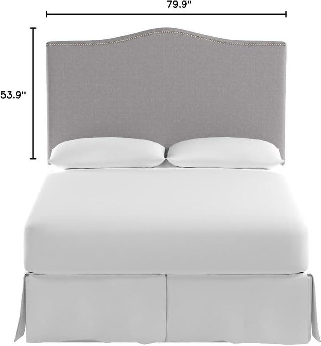 Jeneve Arctic Grey Upholstered Headboard - Silver Nailhead (King)