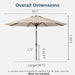 9Ft Patio Umbrella with Push Button Tilt and Crank,Outdoor Market Table Umbrella UV Protection 8 Sturdy Ribs for Backyard,Garden,Pool,Deck(Beige)