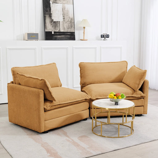 76.8" Loveseat Sofa for Living Room, Modern 2 Seater Corduroy Sofa Couch for Bedroom Office, Yellow