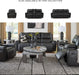 Glassmere Contemporary Leather Match Reclining Loveseat with Console, 2 Cup Holders and Storage, Black