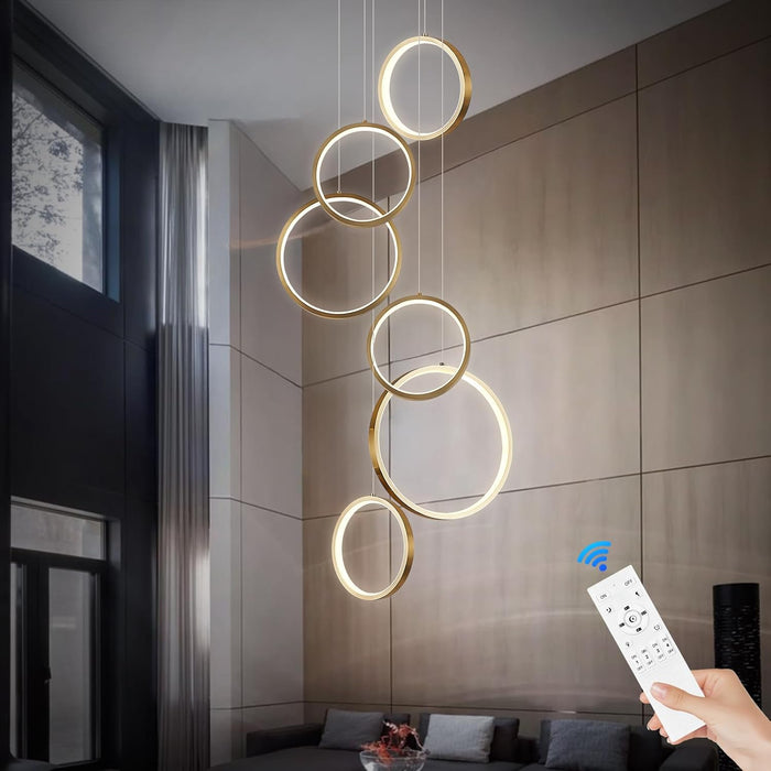 Gold Modern LED Chandelier Dimmable Pendant Luminaire