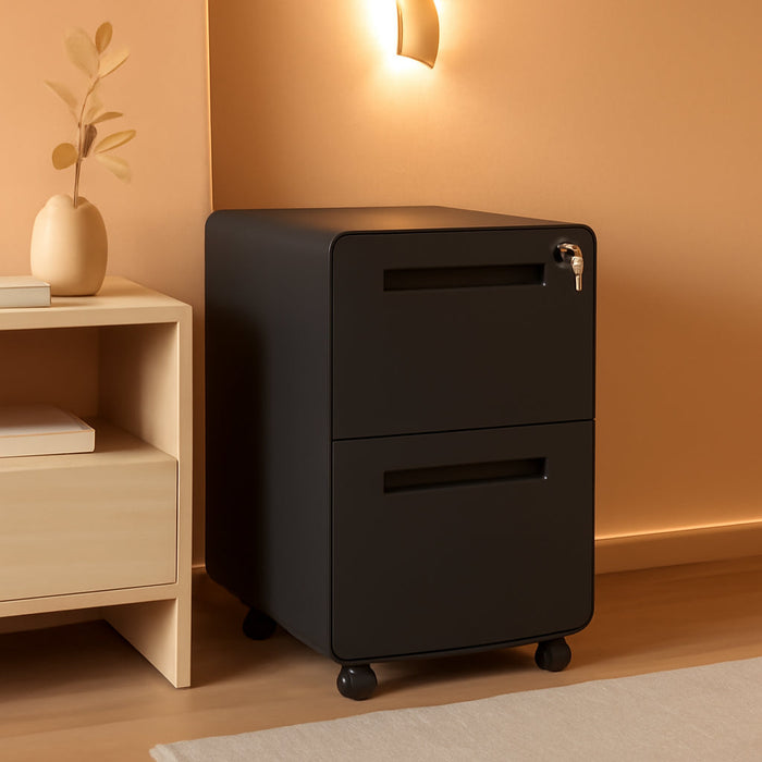2 Drawer File Cabinet with Lock, Fully Assembled except Casters