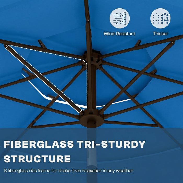 10Ft Patio Umbrella, 3 Tier Outdoor Market Table Umbrellas with 8 Fiberglass Ribs and Push Button Tilt, Windproof, Vented Canopy, UV Protection for Deck, Pool, Backyard
