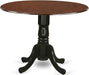 DLT-MBK-TP Dublin Dining Room Table - a round Kitchen Table Top with Dropleaf & Pedestal Base, 42X42 Inch, Mahogany & Black