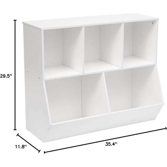 Kids Bookshelf, Bookcase Footboard, Toy Storage Cubby, Children'S Toy Shelf, 35.4" L Storage Cabinet, Fit for Children'S Room, Playroom, Hallway, Kindergarten, White WT32CW01