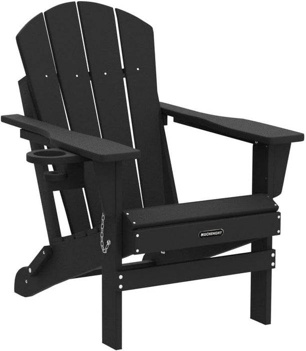 Folding Adirondack Chairs Patio Chairs Outdoor Adirondack Chair Weather Resistant Chair for Patio, Outside, Deck, Backyard, Fire Pit Chair, Campfire Chairs (Black)