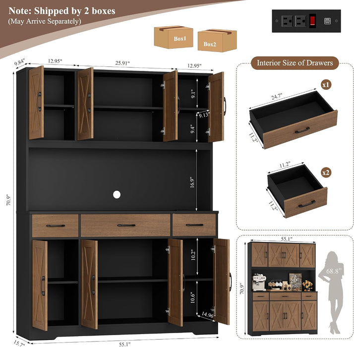 55InchPantryCabinetWithIntegratedUsbChargingDockSystem