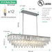 39" Modern Rectangle Crystal Chandelier, Chrome Linear Pendant Light with Clear Crystal Prisms, Luxury Island Lighting Fixture for Dining Room Kitchen Table Living Room