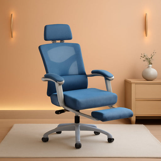Office Computer Desk Chair, Ergonomic High-Back Mesh Rolling Work Swivel Chairs with Wheels, Comfortable Lumbar Support, Comfy Arms for Home, Bedroom, Study, Student, Blue
