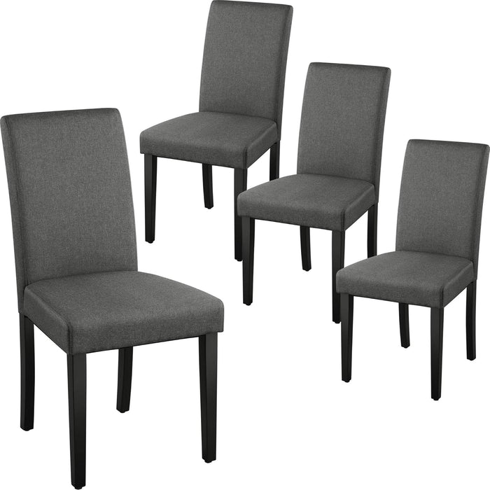 Dining Chair Fabric Parson Chair Modern Stylish Upholstered Kitchen Living Room Padded Chair Armless Side Chair with Solid Wood Legs Set of 4, Dark Grey