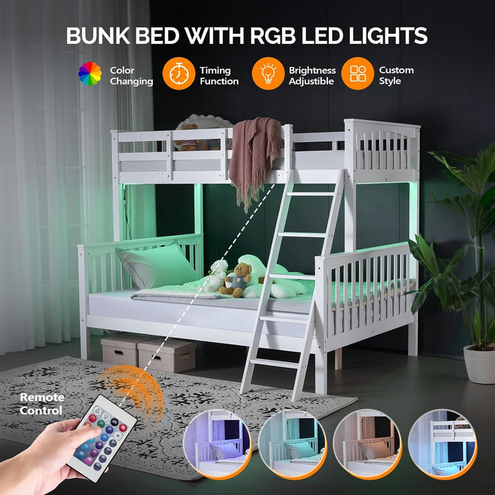 White Luxurious Hardwood SpaceSaving Bunk Bed Twin