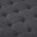 Large round Upholstered Tufted Linen Ottoman Coffee Table, Large Footrest Ottoman with Wood Shelf Storage-Charcoal