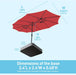 15Ft Large Patio Umbrella, Double Sided Extra Large Umbrella with Base, Rectangular Patio Umbrella Double-Sided Umbrella for Yard Lawn Garden, Red