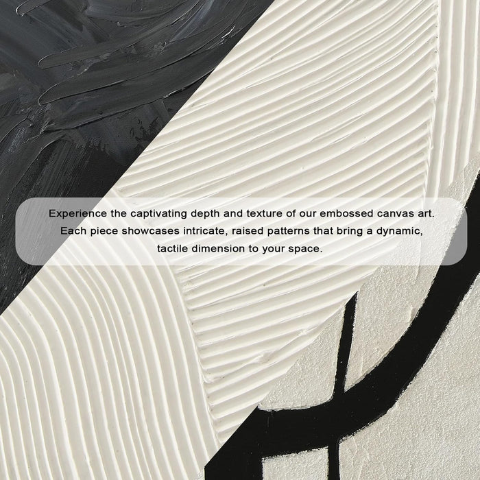 Abstract Wall Art for Living Room, Black and White Large Framed Canvas 3D Textured Modern Minimalist Art Work Painting for Bedroom Guest Room Hallway Home Office 24"X36" Set of 3