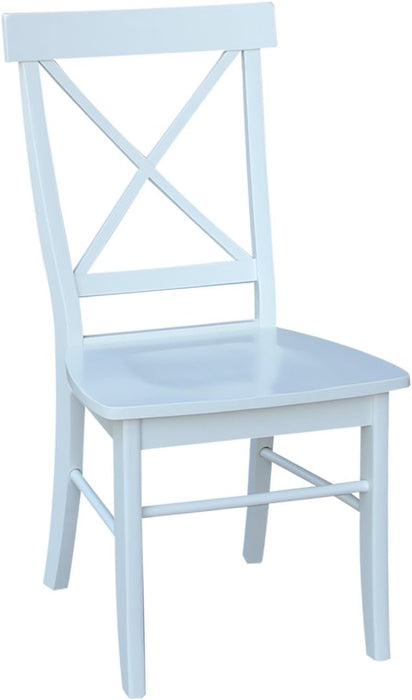 , Set of Two X-Back Dining Chairs, White , 225Lbs Wt Capacity, Solid Real Wood, Sturdy Parawood, White