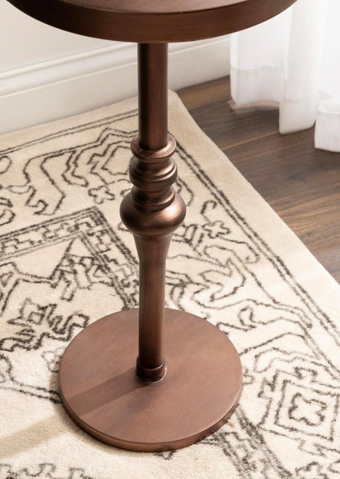 Stratton round Pedestal Drink Table; 13 X 13 X 26; Bronze; Decorative Mini Table for Use as Indoor Plant Stand or Cute Martini Table