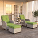 Outdoor Patio Furniture Set Patio Rocking Swivel Chair with Tempered Glass Side Table, Outdoor Wicker Rattan Bistro Set with Ottomans for Garden, Deck, and Balcony, Avocado Green