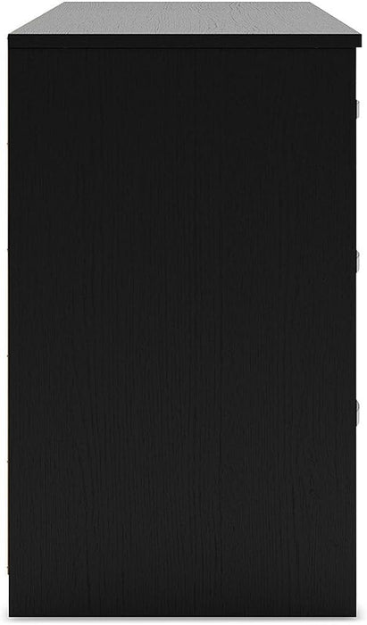 Black Contemporary Six Drawer Dresser Ball Bearing