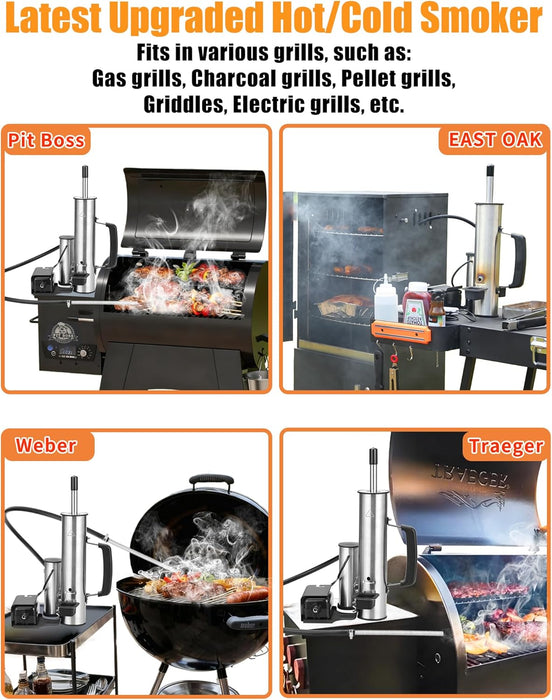 2026 Advanced Cold Smoke Generator, Tube for Pellet Smoker Upgrade, Smoker Attachment for Gas Grilling, Portable Cordless Electric, Hot or Cold Smoking: Fits Weber, Traeger, Pit Boss, East Oak Ect...