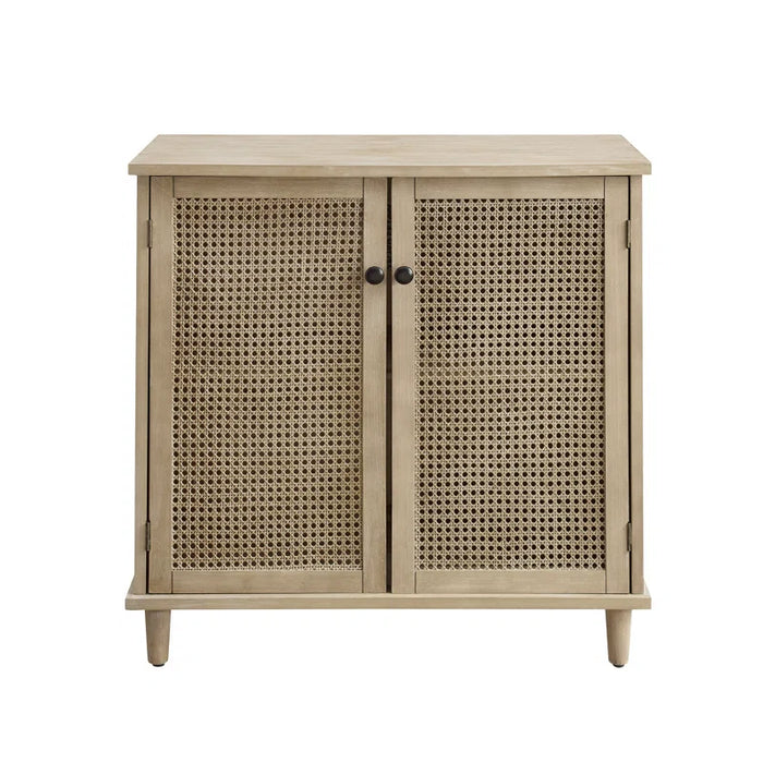 Calzada 31.5'' Tall 2 - Rattan Wicker Door Storage Accent Cabinet with Solid Wood Legs