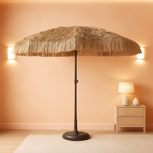 13Ft Thatch Umbrella Tiki Bench Umbrella with Crank, Water-Resistant for Bench, Patio,Pool