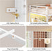 Bunk Bed Twin over Twin with Hall Tree, Charging Station and LED Lights, L-Shaped Bunk Bed with Desk, 5 Storage Drawers, Twin Bunk Beds with Guardrail & Stairs, No Box Spring Needed, White