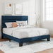 Full Platform Bed Frame with Upholstered Fabric Headboard, Mattress Foundation with Strong Wooden Slats Support, No Box Spring Needed, Blue