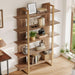 Five Tiered Bookshelf Metal Frame Beige Oakwoodfinish