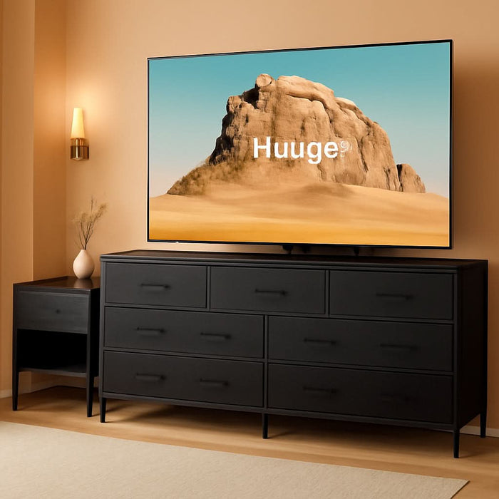 63 Inch TV Stand Dresser With 10 Fabric Drawers Black 63 Inch TV Stand Dresser With 10 Fabric Drawers Black
