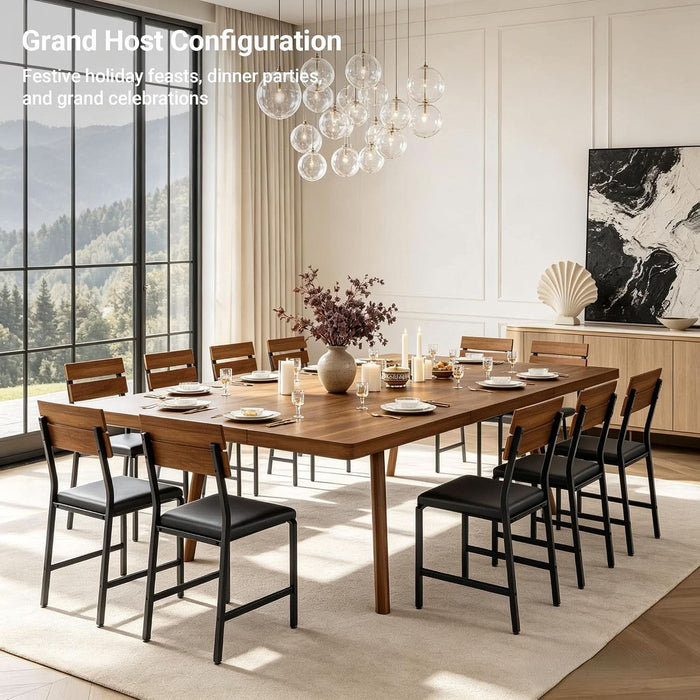 7-Piece 2-Way Extendable Dining Table Set for 4-10, Walnut